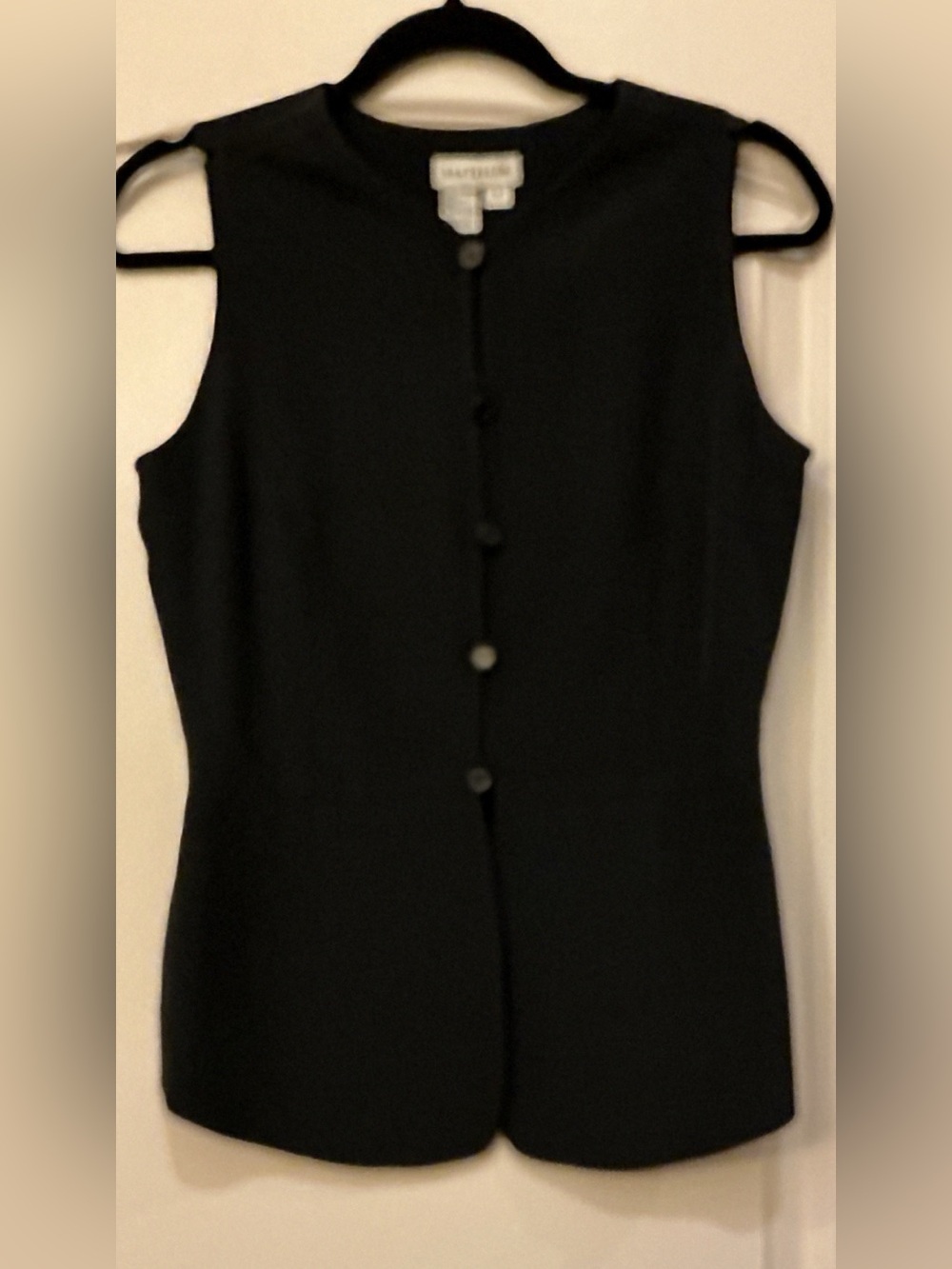 Vintage Ann Taylor 100% Silk Vest Top Black Cutaway Hem Size 6